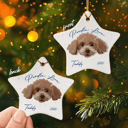 Personalized Poodle Ceramic Acrylic Ornament – Custom Pet Name Keepsake Gift