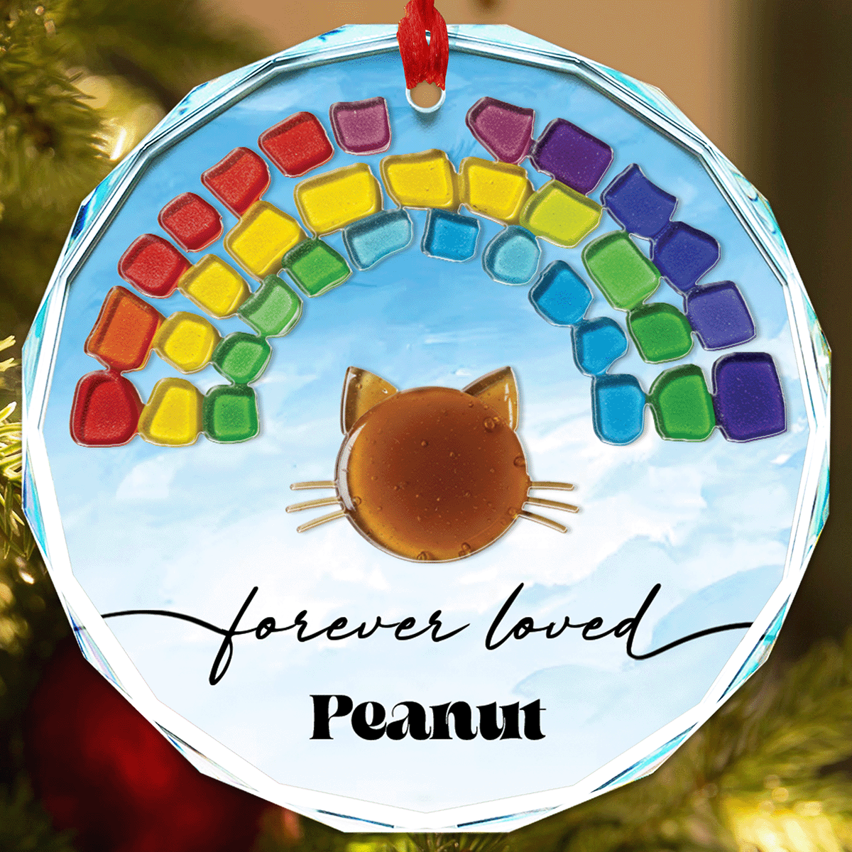 Personalized Pet's Name Rainbow Shade Glass and Acrylic Ornament