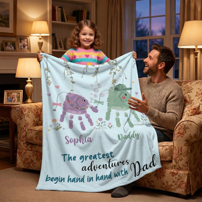 Fist Bump Daddy Blanket with Kids’ Names – Personalized Father’s Day Gift for Dad | Custom Family Keepsake Throw