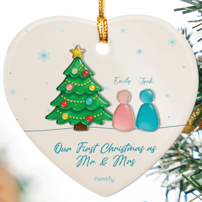 First Christmas Together - Personalized Couple Ceramic Acrylic Ornament