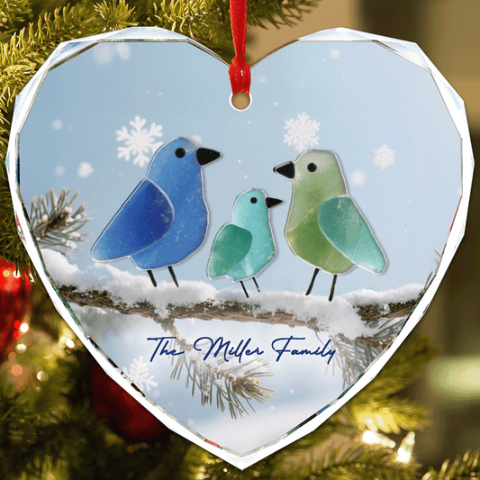 Personalized Nestle In Family Glass and Acrylic Ornament