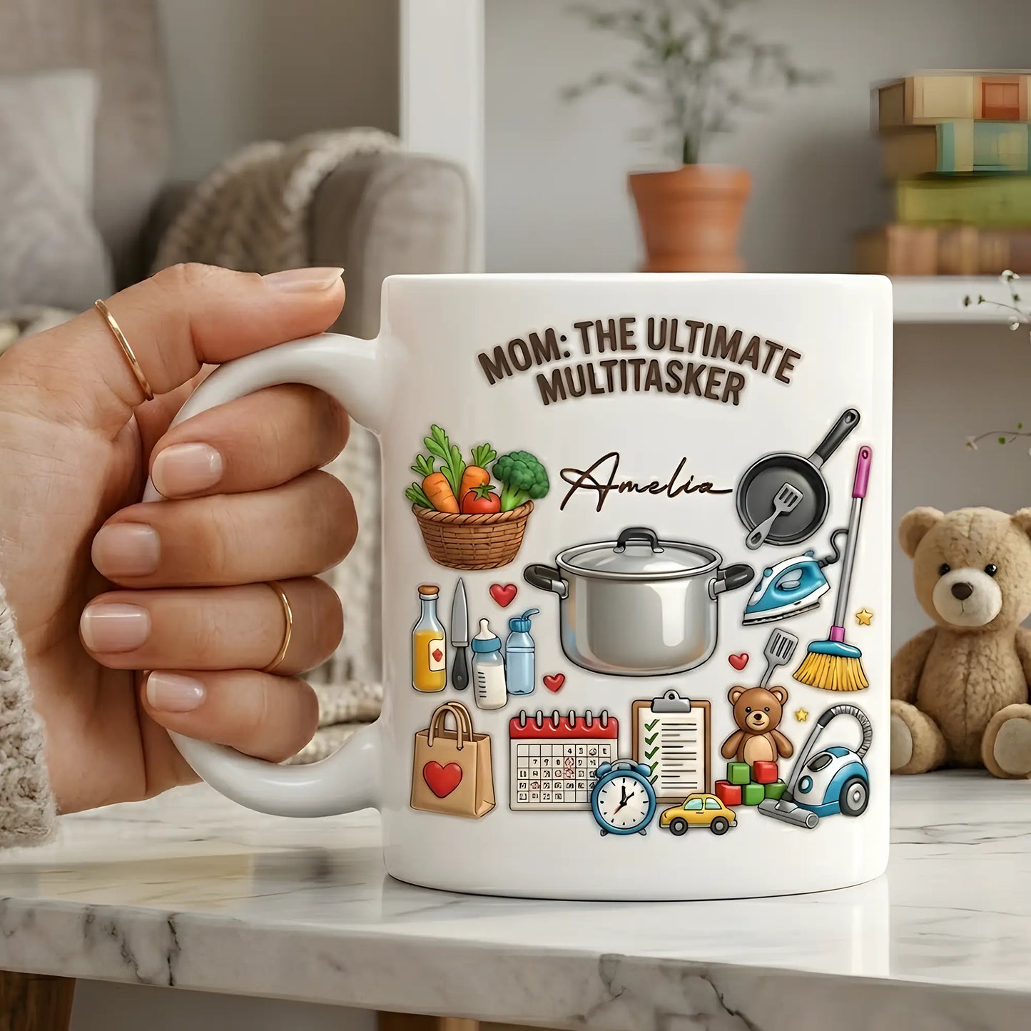 Heartfelt Message Design – Personalized Mom Mug – Mother’s Day Gift for Mom – Custom Name Ceramic Mug