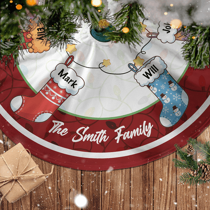Personalized Family's Stockings Christmas Tree Skirt