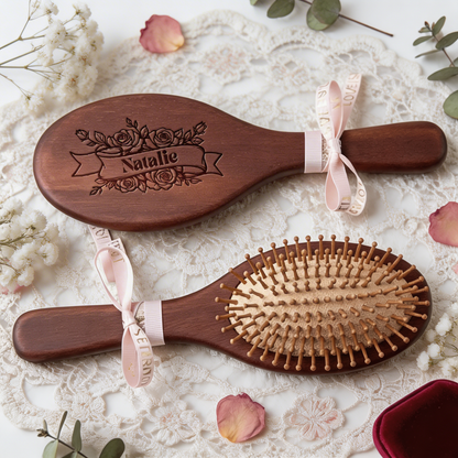 Custom Bamboo Hairbrush – Personalized Mother’s Day Gift for Mom
