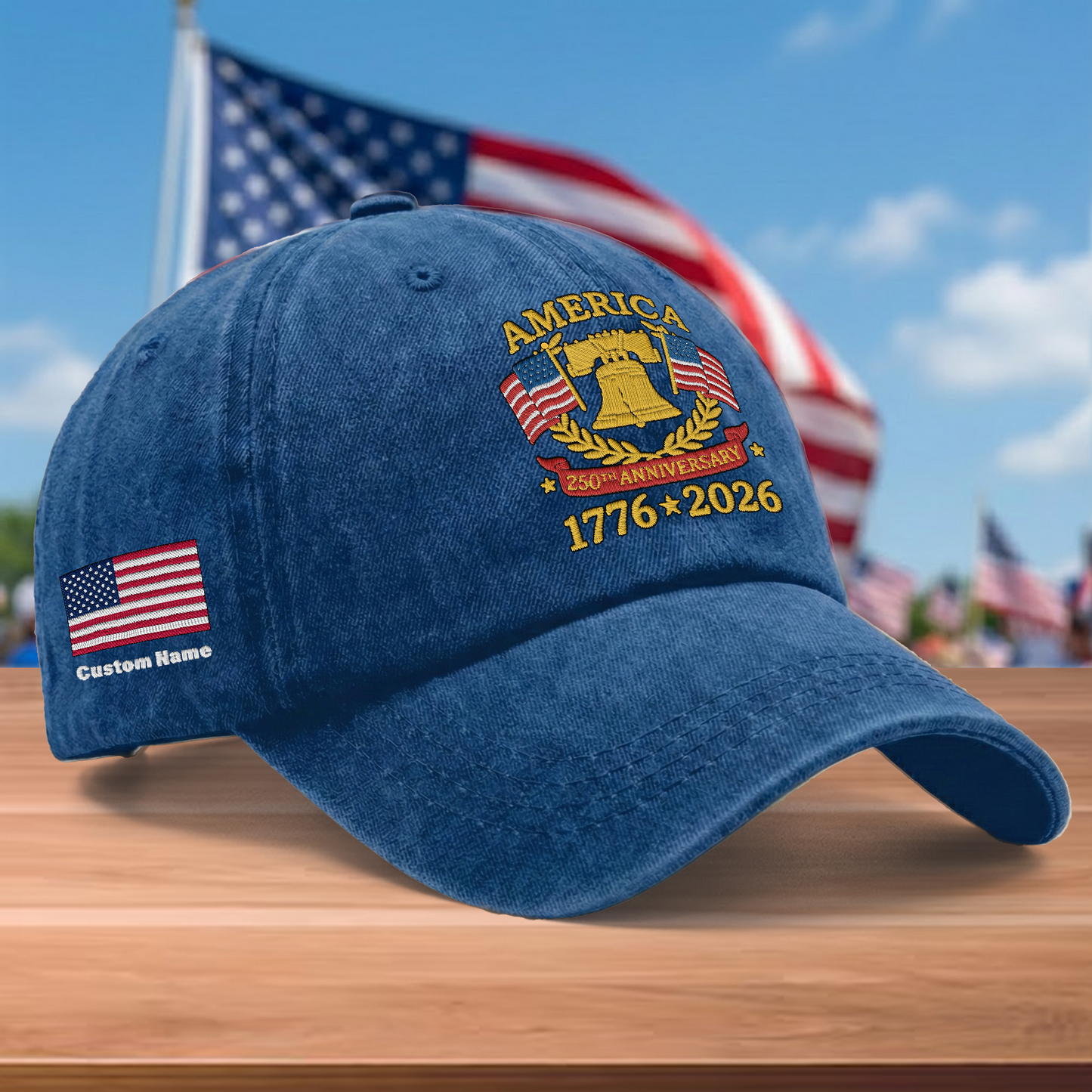 Proud America 1776–2026 – Patriotic Gift for America 250th Anniversary – Personalized Embroidered Baseball Cap