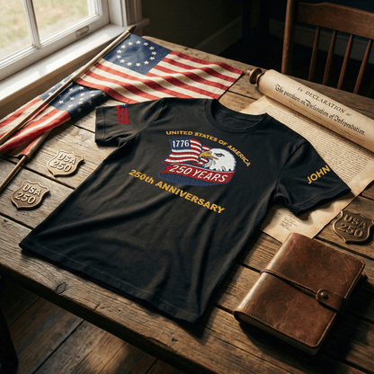 USA 250th Anniversary Eagle Crest - Personalized Veteran Pride T-Shirt