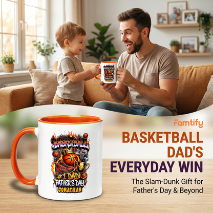 Personalized Basketball Accent Mug for Dad – Custom Name Father’s Day Gift