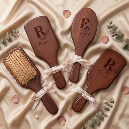 Personalized Bridesmaid Wooden Comb – Custom Name Airbag Hair Brush Wedding Party Gift