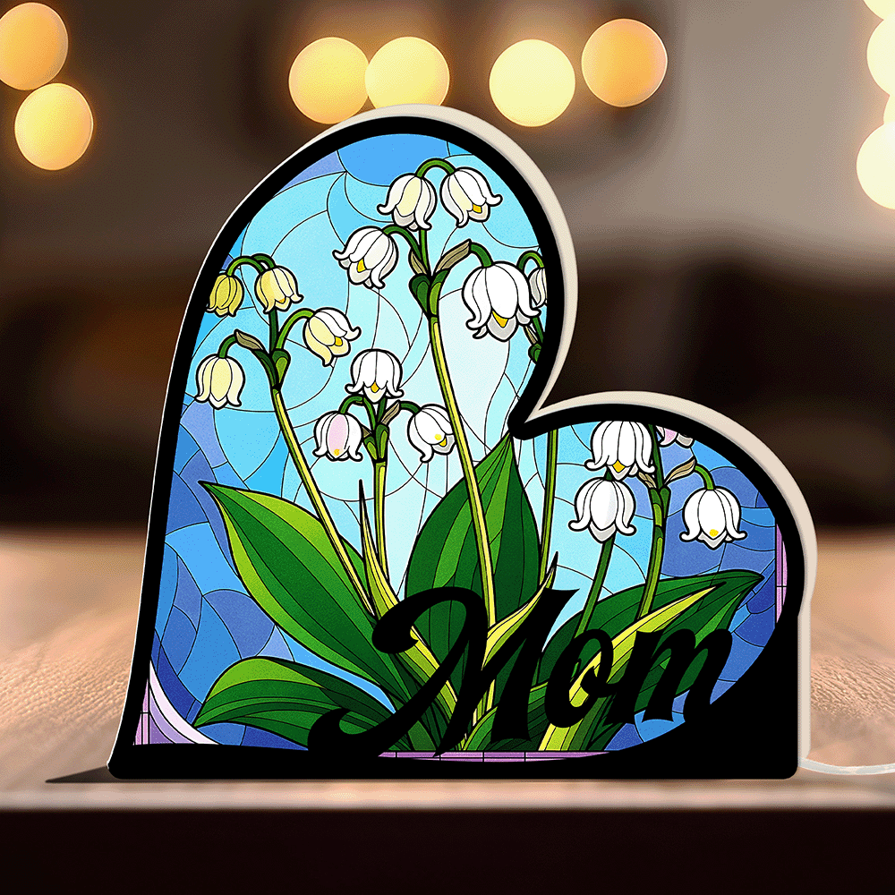 Custom Heart Night Light Box for Mom with Birth Flower – Personalized Mother’s Day Gift