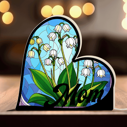 Custom Heart Night Light Box for Mom with Birth Flower – Personalized Mother’s Day Gift