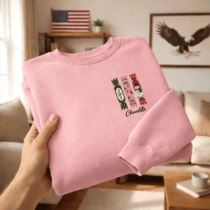 Personalized Embroidered Christmas Cracker Trio Sweatshirt with Custom Name