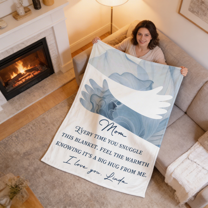 “Wrapped in Our Love” Personalized Photo Blanket – Mother’s Day Gift for Mom & Grandma Custom Family Keepsake