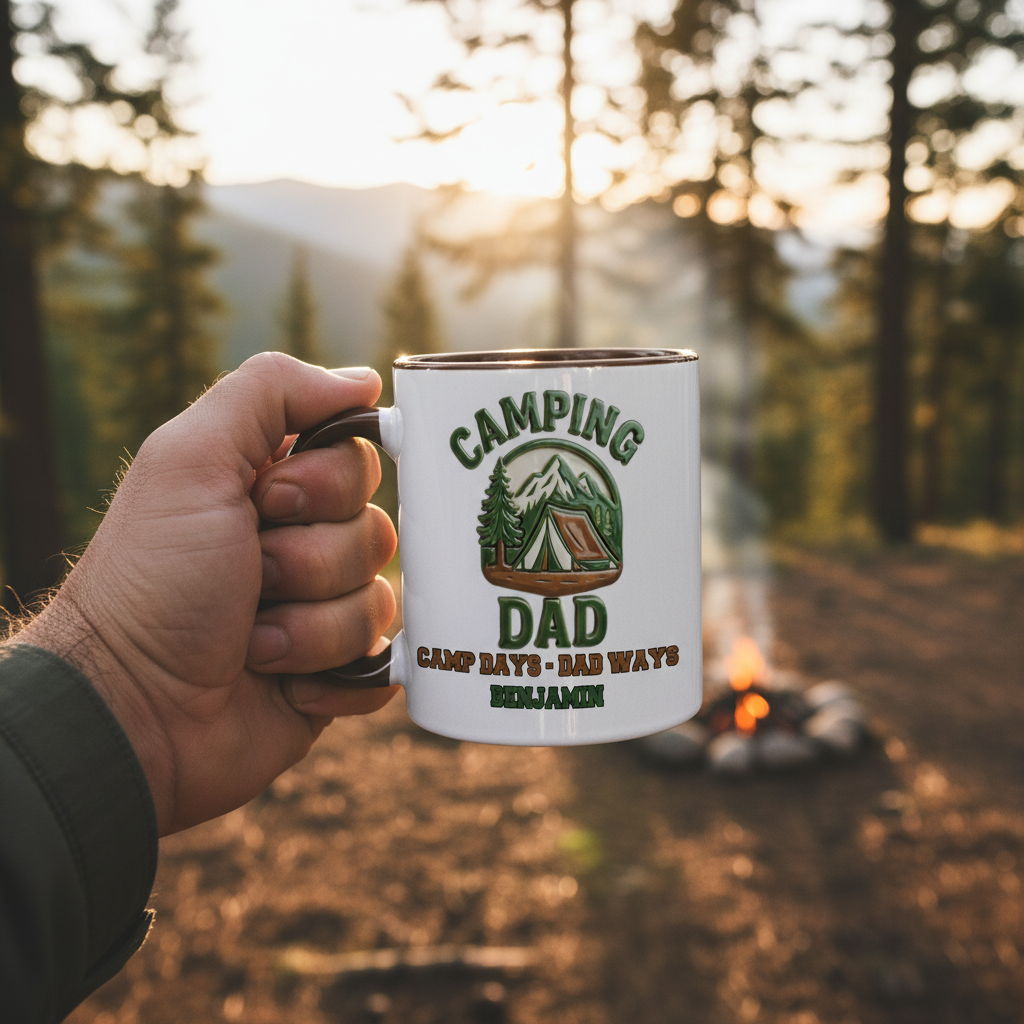 Personalized Camping Mug for Dad – Custom Name Coffee Mug Gift for Father