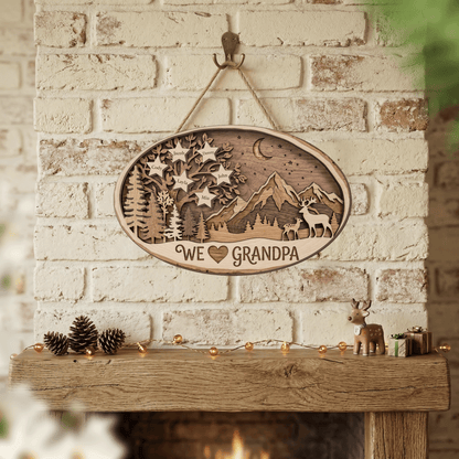 Custom Grandpa Gift – 2 Layer Wooden Sign, Personalized Father's Day Decor, We Love Grandpa