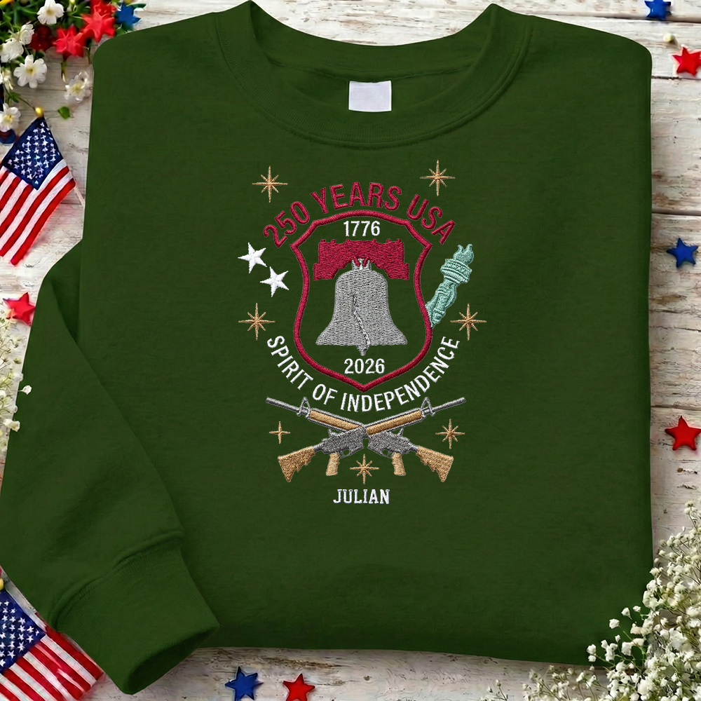USA 250 Years Since 1776 Embroidered Sweatshirt - Classic Patriotic Celebration