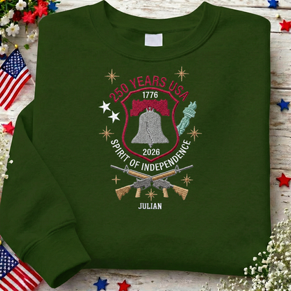 USA 250 Years Since 1776 Embroidered Sweatshirt - Classic Patriotic Celebration
