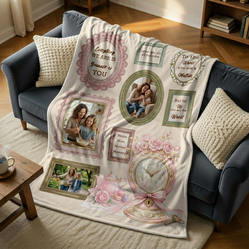 This Cozy Blanket Reminds You How Much We Love You – Personalized Mom Photo Blanket Gift
