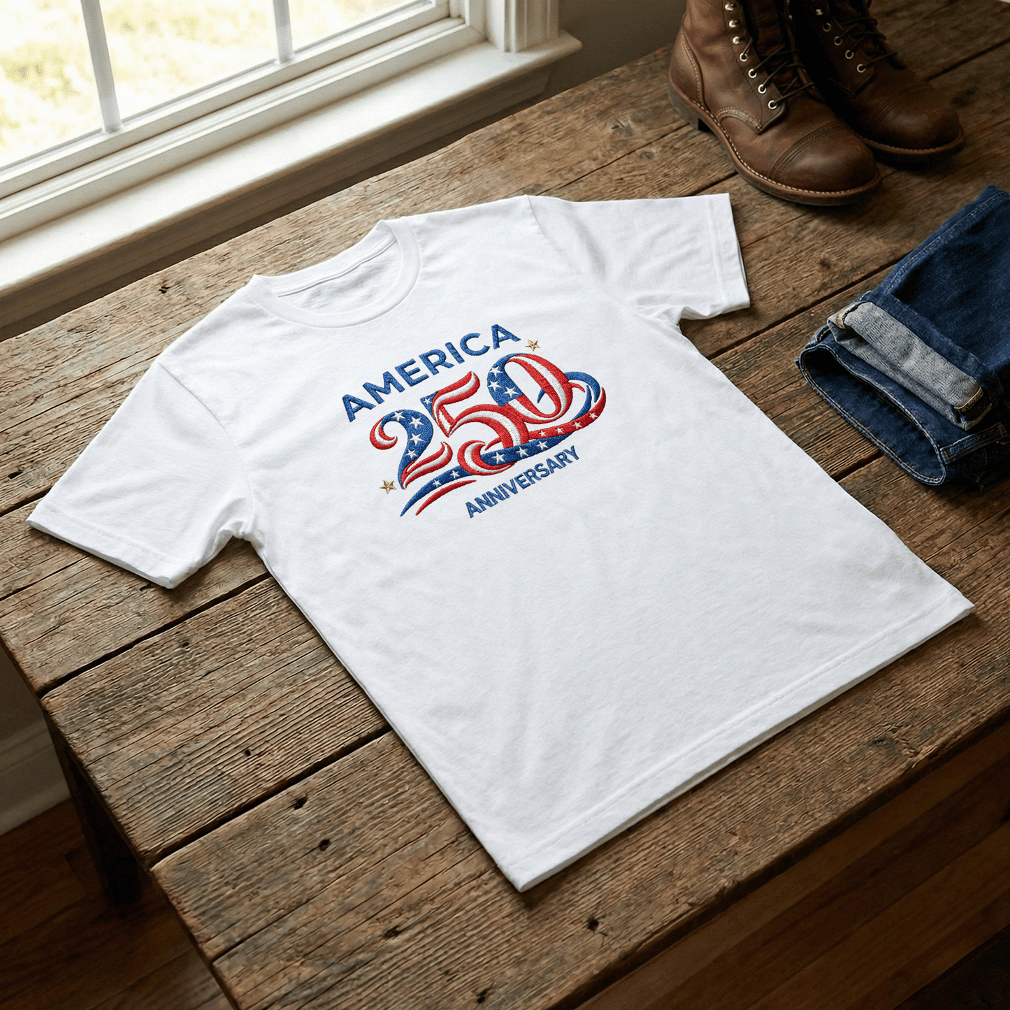 America 250 Anniversary - Patriotic Red White Blue T-Shirt Design