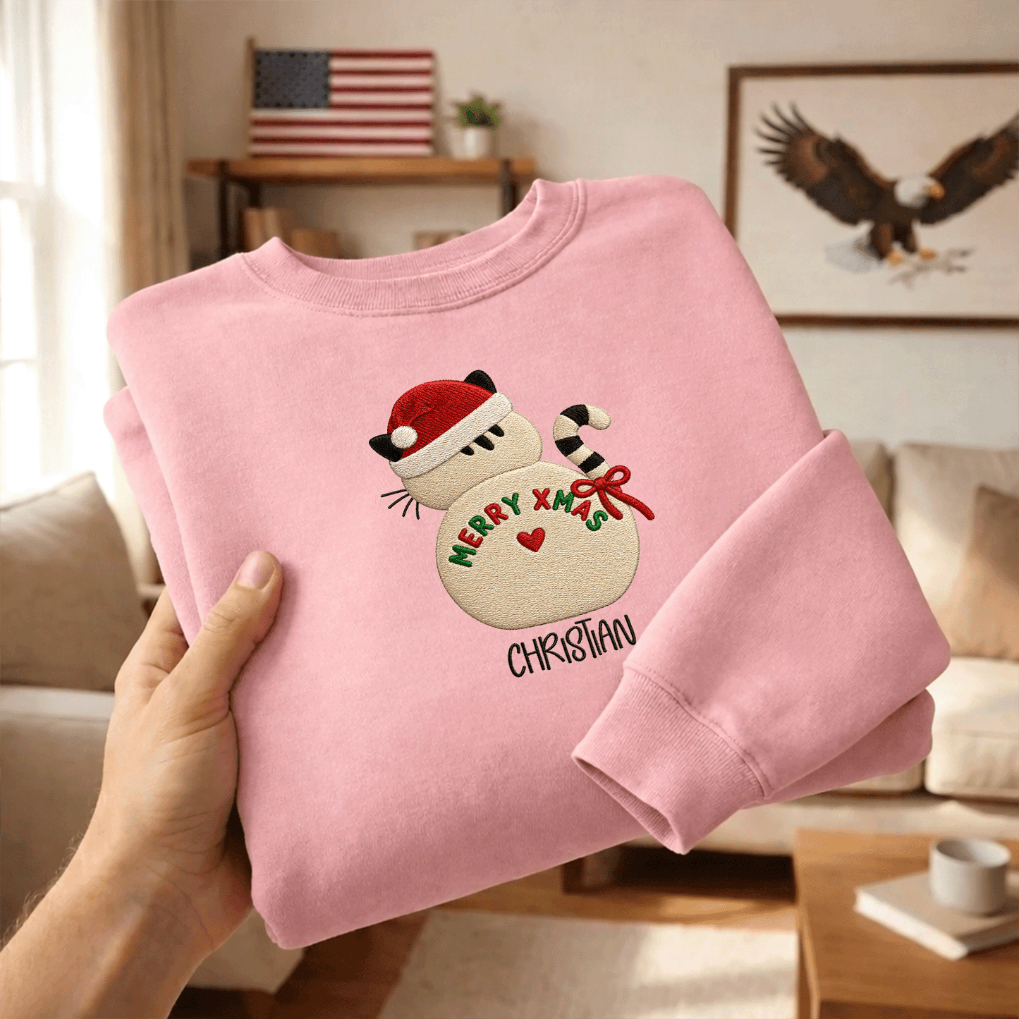Personalized Embroidered Snowman Sweatshirt with Custom Name