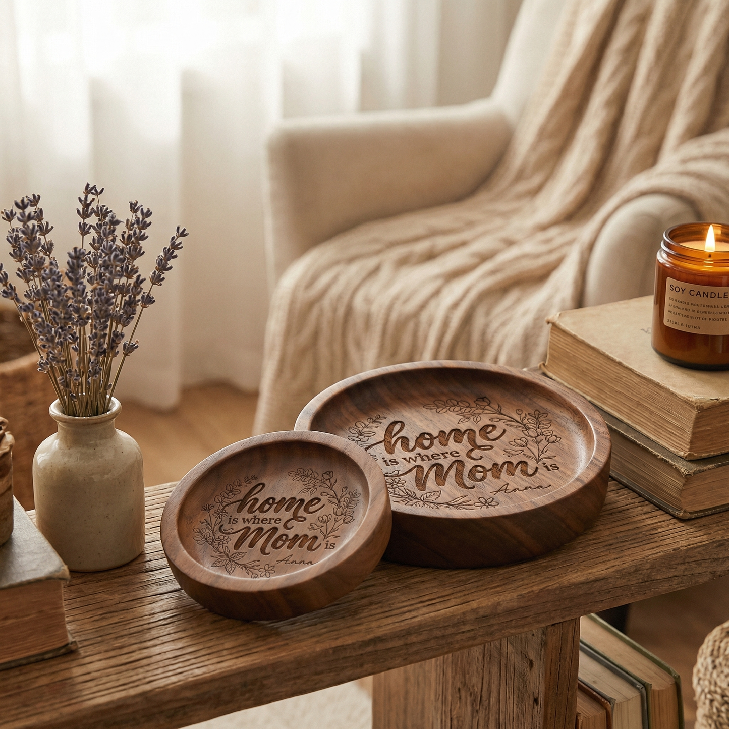 Home Is Where Mom Is – Personalized Wooden Ring Dish – Mother’s Day Gift for Mom