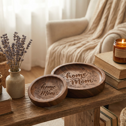 Home Is Where Mom Is – Personalized Wooden Ring Dish – Mother’s Day Gift for Mom