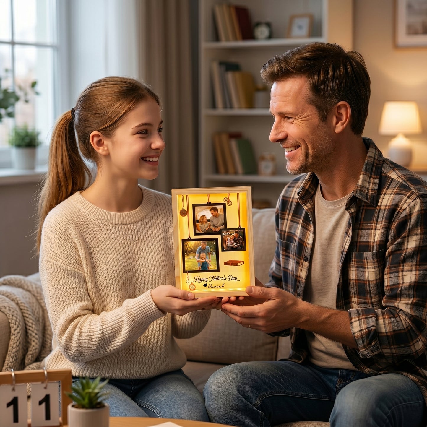 Personalized Photo Frame Light Box for Dad – Custom Photo Father’s Day Gift, LED Picture Frame Lamp