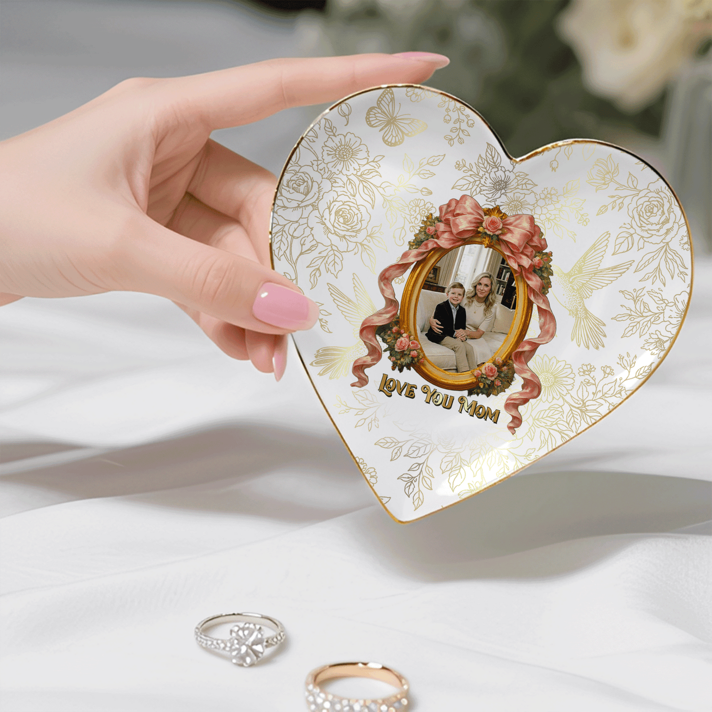 Custom Photo Memory - Personalized Jewelry Dish for Mom - Mother’s Day Gift for Mom - Custom Trinket Tray