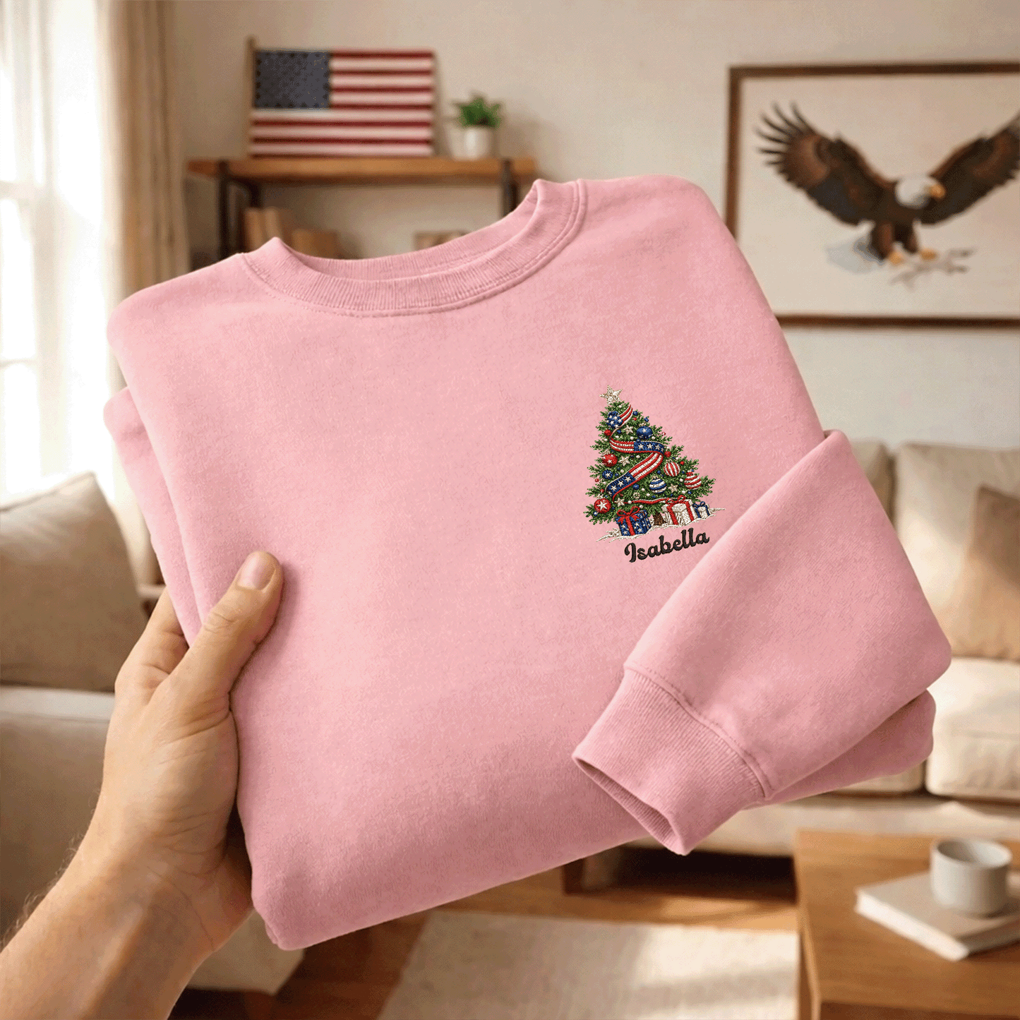 Personalized Classic Christmas Tree Sweatshirt with Custom Name | Festive Holiday Crewneck Gift