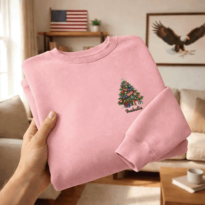 Personalized Classic Christmas Tree Sweatshirt with Custom Name | Festive Holiday Crewneck Gift