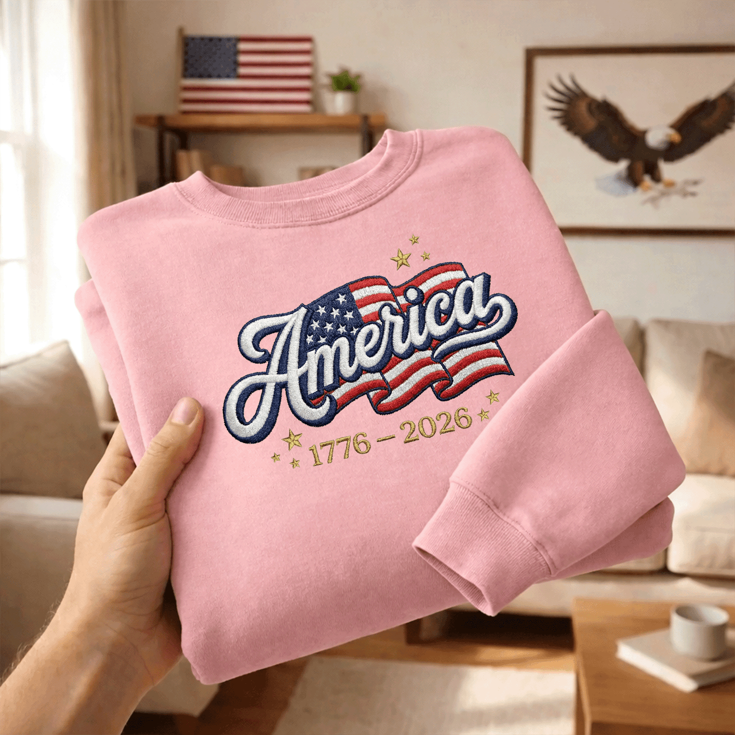 USA 250th Independence Anniversary Embroidered Sweatshirt