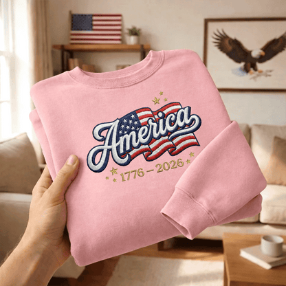 USA 250th Independence Anniversary Embroidered Sweatshirt