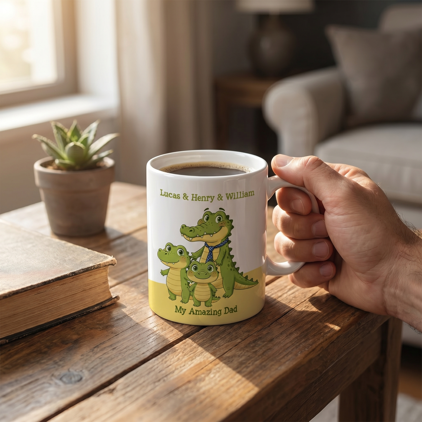 My Amazing Dad Crocodile Custom Name Ceramic Mug Personalized Coffee Cup Gift for Dad