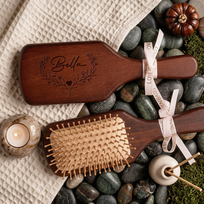 Custom Engraved Wooden Hair Brush & Comb Set – Thoughtful Mother’s Day Gift for Mom