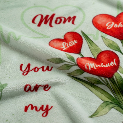 Cozy Love Message Design – Custom Name Blanket for Mom – Mother’s Day & Birthday Gift for Mom – Personalized Family Throw Blanket
