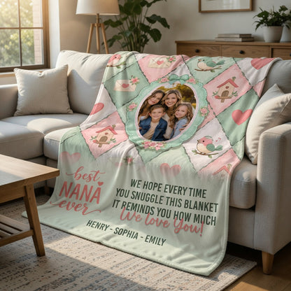 Personalized Mom Photo Blanket – Custom Family Picture Blanket Gift for Mother