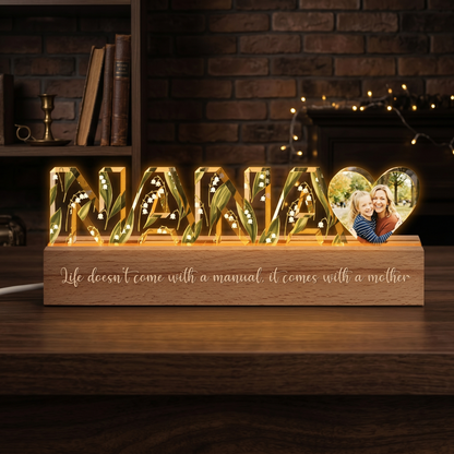 Personalized Floral Name LED Lamp – Mother’s Day Gift for Mom or Grandma – Custom Acrylic Light Keepsake