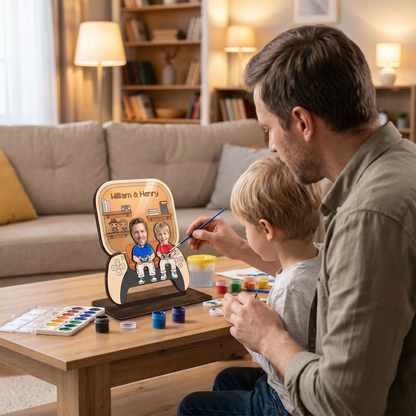 Game Dad and Kid Personalized Wooden Standing Sign – Family Gift Decor