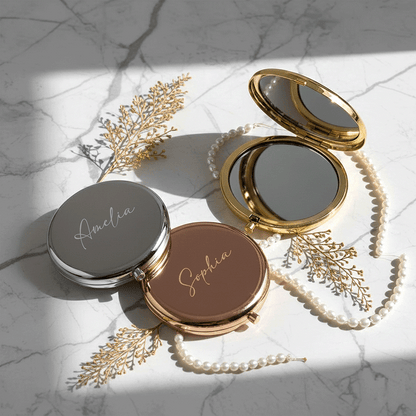 Personalized Name Engraved Compact Mirror – Valentine’s Day, Mother’s Day | Gift for Girlfriend & Mom