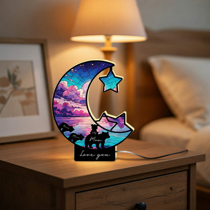 Personalized Moon & Stars Night Light – Custom Love Message Keepsake