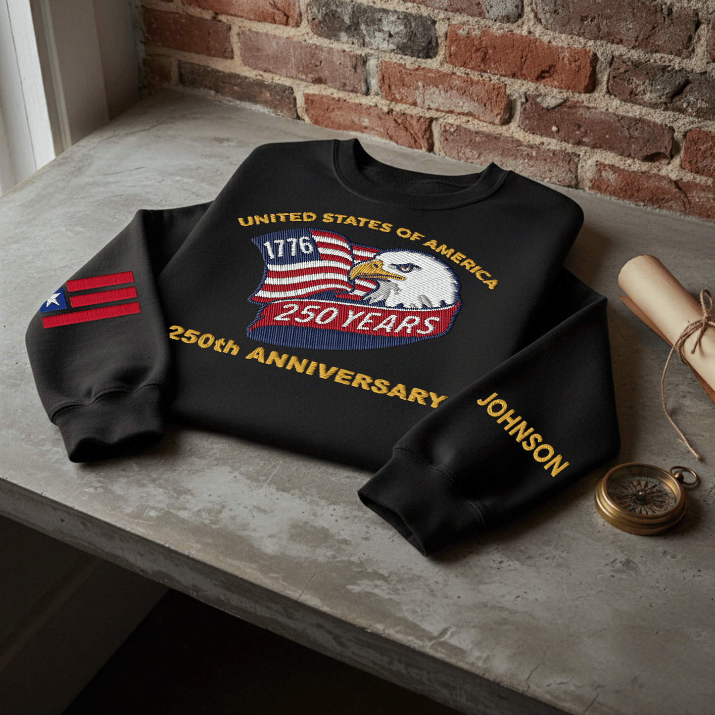 USA 250th Anniversary Eagle Crest - Personalized Veteran Pride Sweatshirt - 1776–2026 Patriotic Gift
