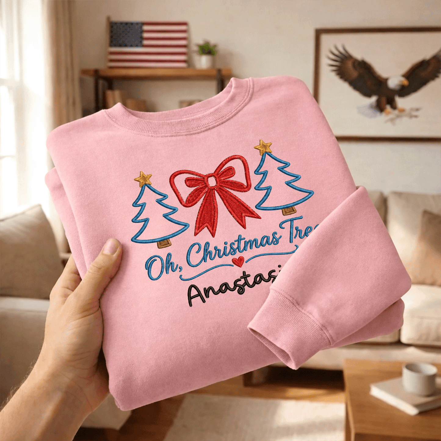 Personalized Embroidered Oh Christmas Tree Sweatshirt with Custom Name