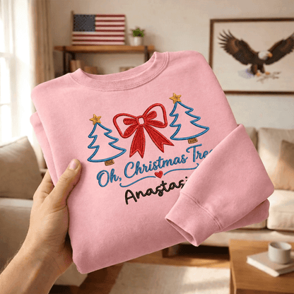 Personalized Embroidered Oh Christmas Tree Sweatshirt with Custom Name