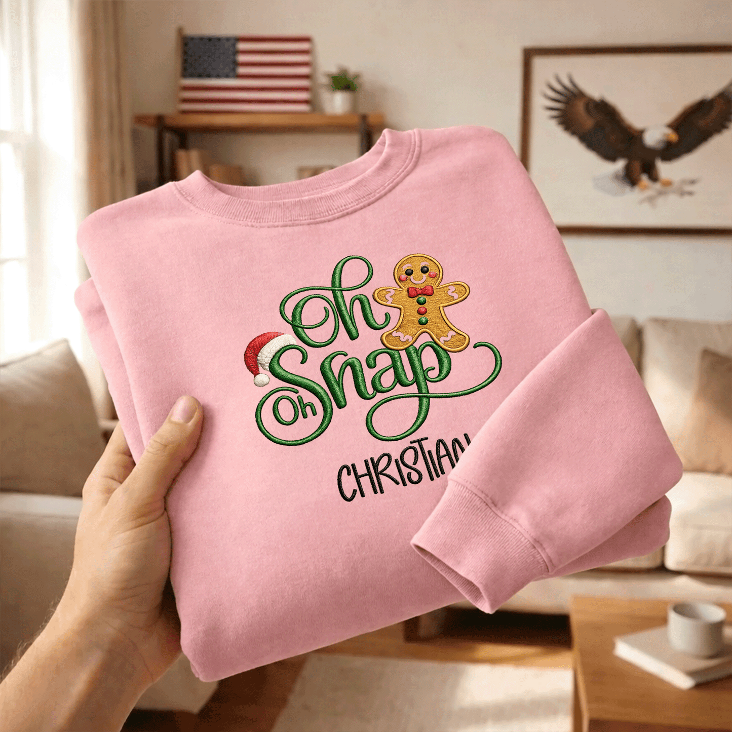 Personalized Embroidered Oh Oh Snap Gingerbread Sweatshirt with Custom Name