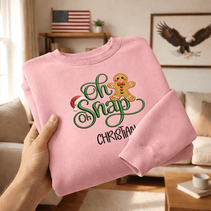 Personalized Embroidered Oh Oh Snap Gingerbread Sweatshirt with Custom Name