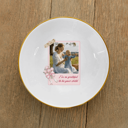 I Love You Mom Personalized Photo Jewelry Dish – Custom Mother’s Day Gift for Mom