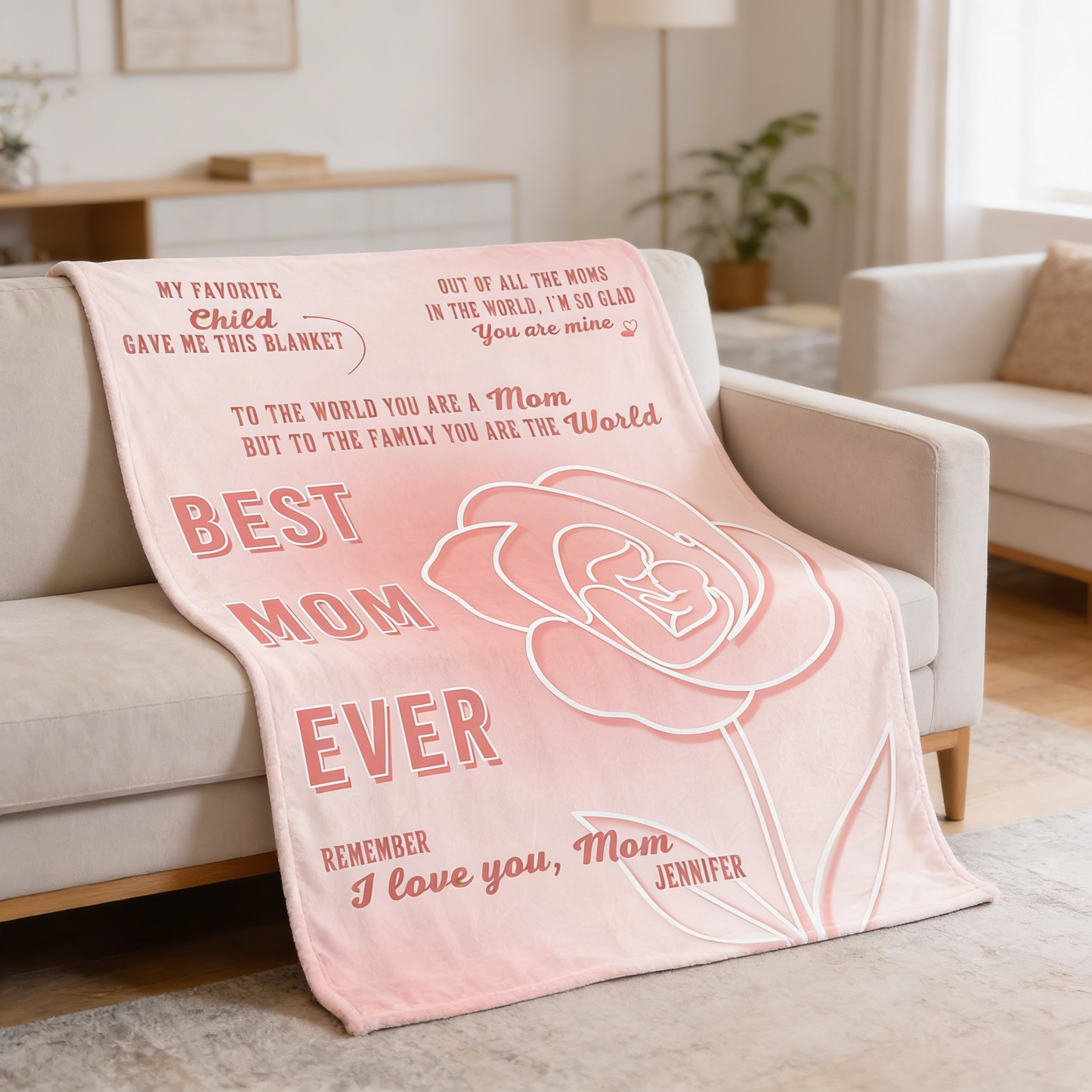Mama Bear Floral Love Design – Personalized Sherpa Blanket with Grandchildren Names – Mother’s Day Gift for Mom – Custom Cozy Throw