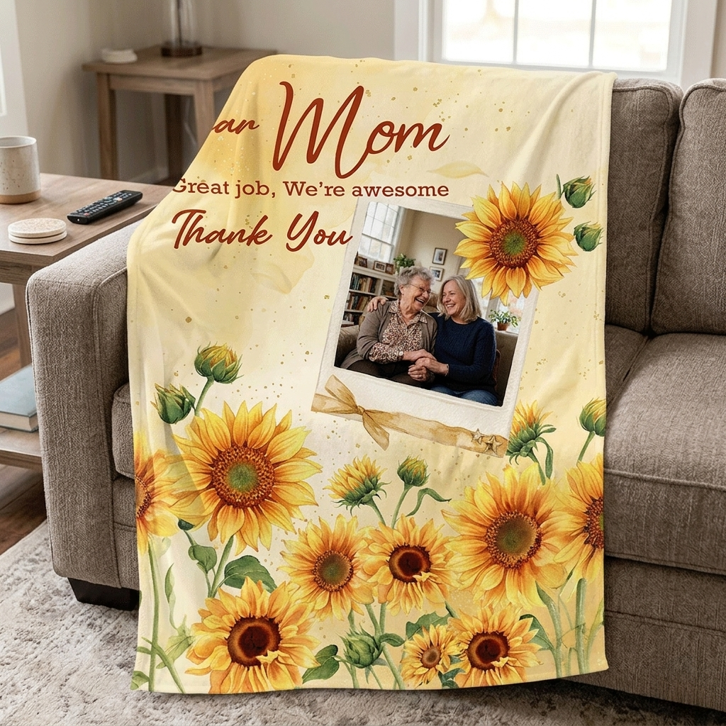 Personalized Mom Blanket – “Great Job Mom, We’re Awesome Thank You” Custom Gift
