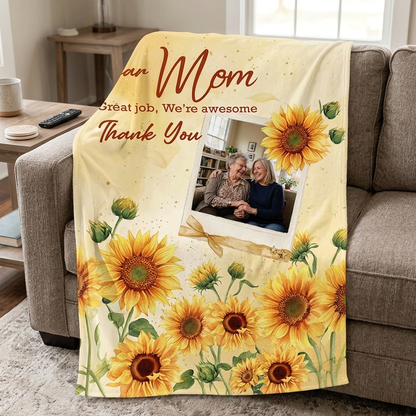 Personalized Mom Blanket – “Great Job Mom, We’re Awesome Thank You” Custom Gift