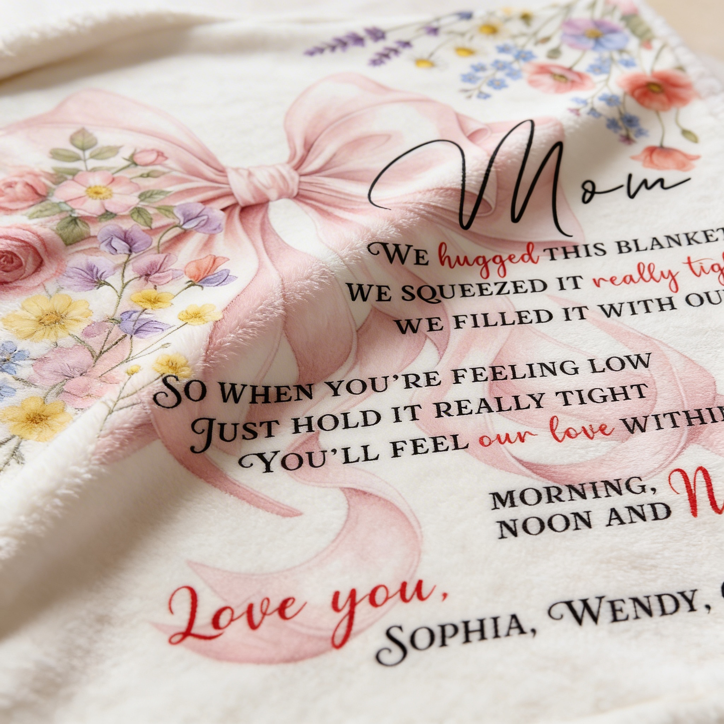 "Cozy Hug From Your Little One" Personalized Blanket Gift for Mom and Grandma
