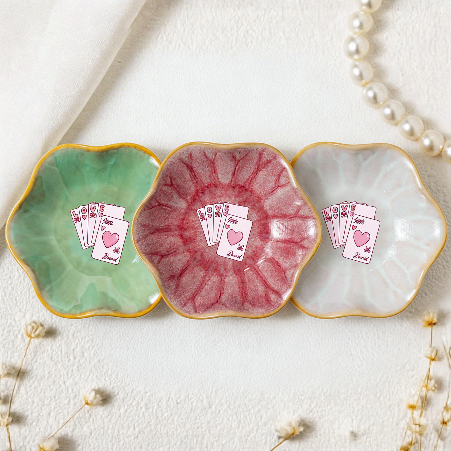 Personalized Love Flower Trinket Dish – Custom Name Center Jewelry Holder